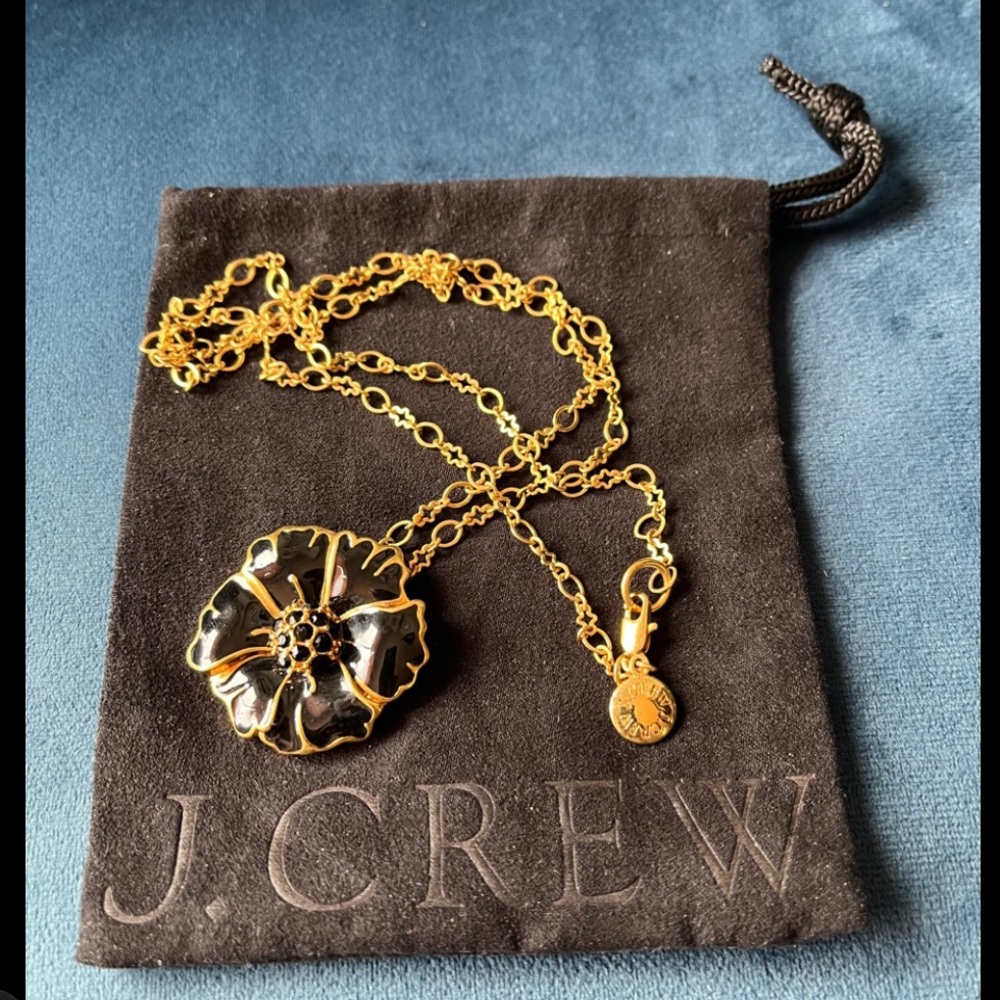 J. Crew black enamel flower necklace